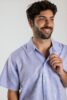 Pyjama court homme coton oxford bleu classique