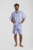 Pyjama court homme coton oxford bleu classique