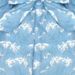 short femme popeline de coton motif vagues hokusai