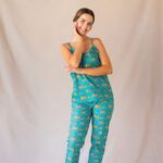 Pantalon de pyjama femme popeline de coton motif jaguar