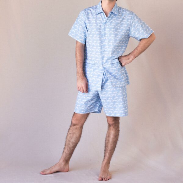 pyjama-chemise-courte-short-homme-coton-motif-vagues
