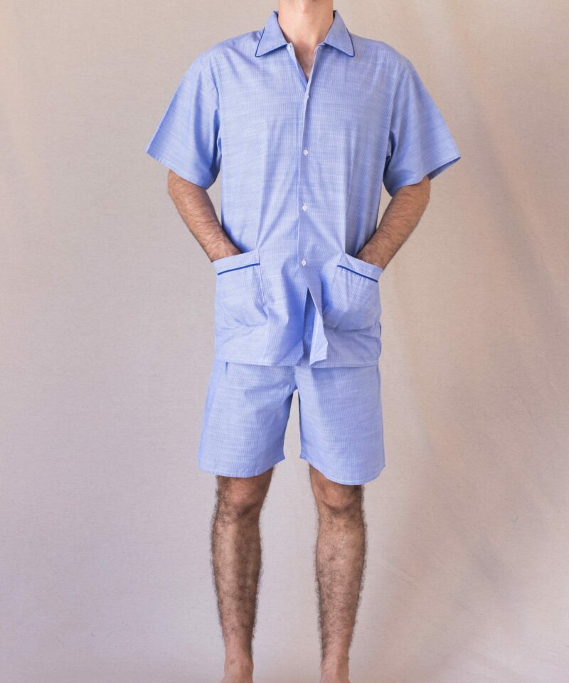 pyjama-short-homme-raye-rayure-bleu-coton