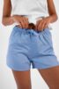short femme en satin de coton uni bleu ciel fabrique au portugal