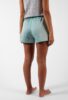 short femme en satin de coton uni vert lagon fabrique au portugal