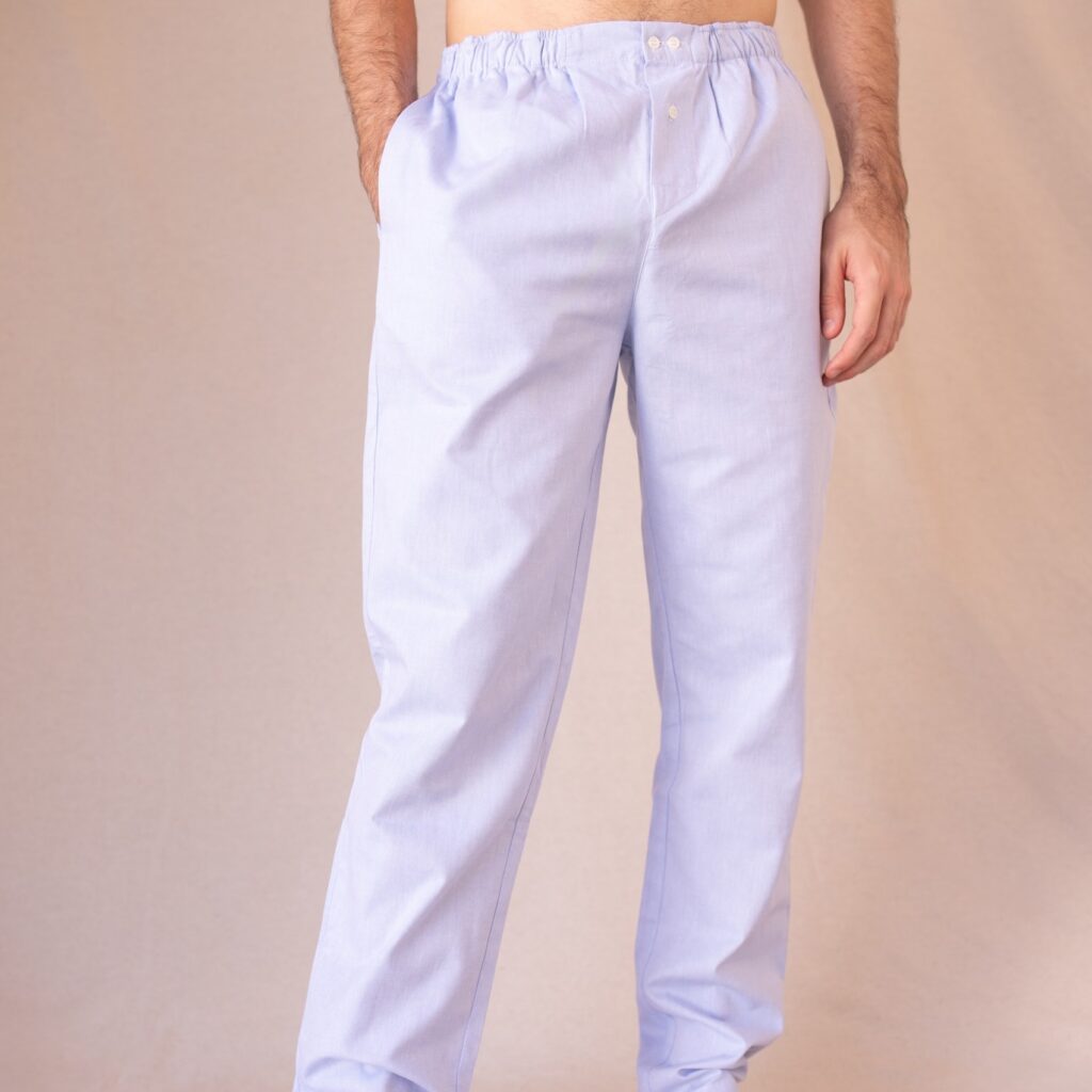 pantalon-pyjama-homme-coton-solide-doux-oxford