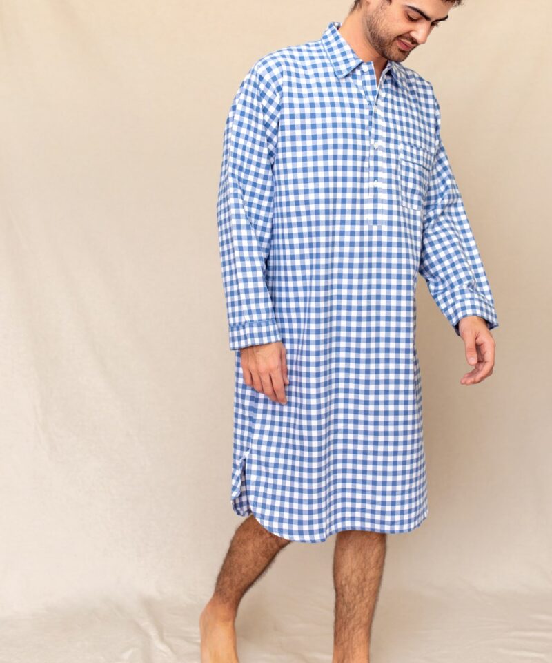 Chemise de nuit homme "Carreaux bleu"