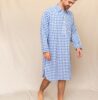 Chemise de nuit homme carreau bleu flanelle fabrique au portugal
