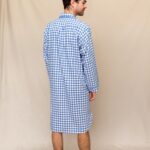 Chemise de nuit homme carreau bleu flanelle fabrique au portugal