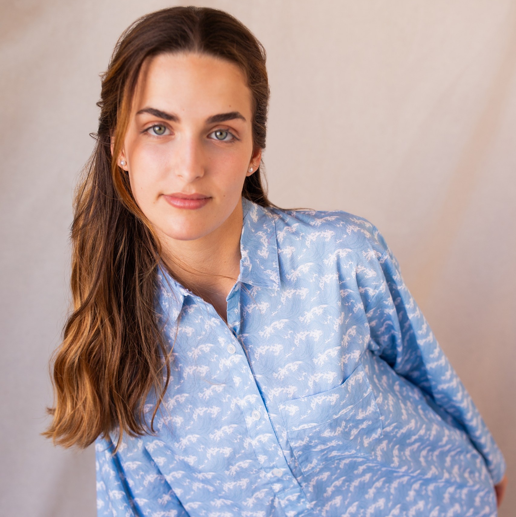 Chemise De Nuit Longue Pour Femme - Manches Longues, Avec Poches - Tissu Doux Viscose/élasthanne - Taille S-XXL