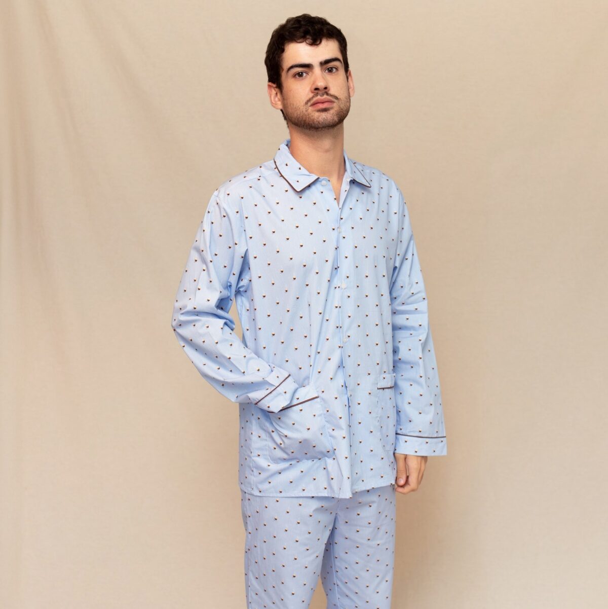 Pyjamas long homme - Couleur café