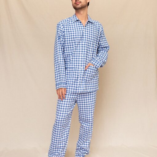 Pyjamas long homme - Classique "Carreaux bleu"
