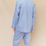 pyjamas long homme flanelle de coton carreaux bleu hiver fabrique au portugal