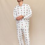 pyjama long homme flanelle motif ours bruns grizzly coton fabrique au portugal