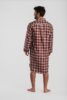 Chemise de nuit homme classique flanelle de coton carreaux rouge et beige 3