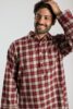 Chemise de nuit homme classique flanelle de coton carreaux rouge et beige 3