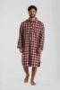 Chemise de nuit homme classique flanelle de coton carreaux rouge et beige 3