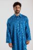 Chemise de nuit homme classique satin de coton motif saxophone rayure bleu roi