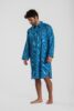 Chemise de nuit homme classique satin de coton motif saxophone rayure bleu roi
