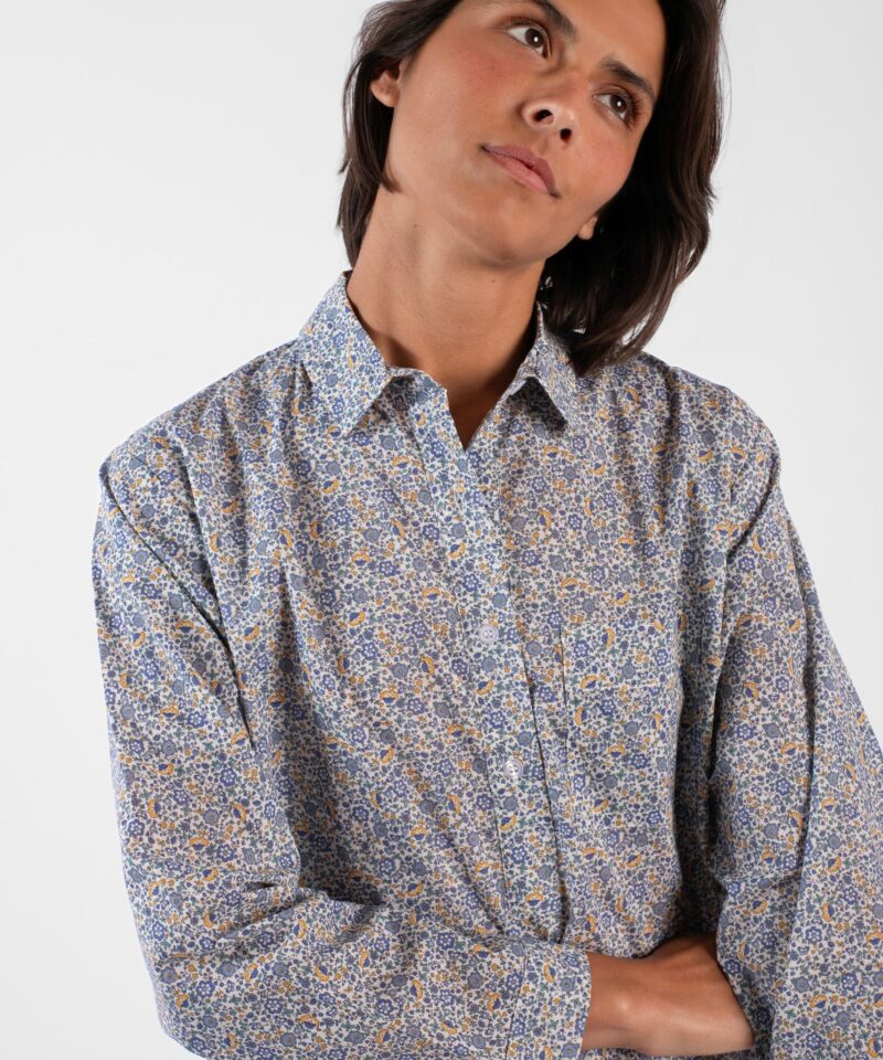Liquette femme manches longues - Liberty bleu