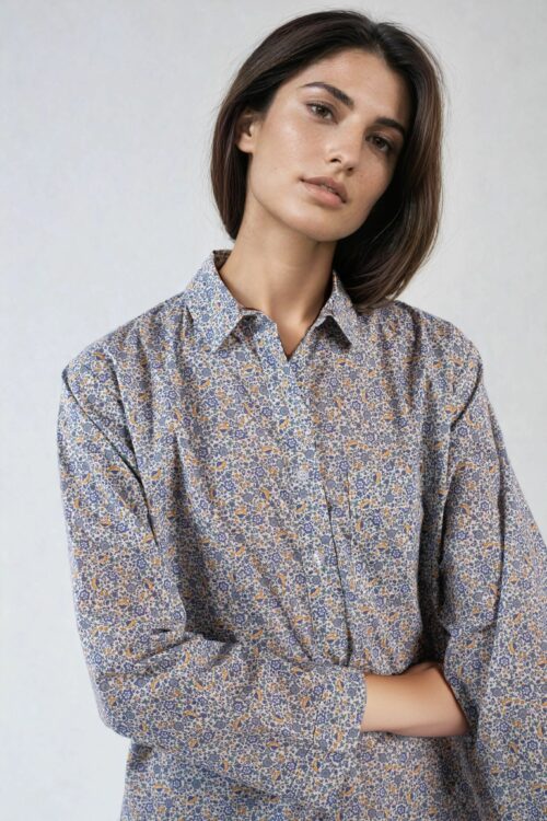 Liquette femme manches longues - Liberty bleu