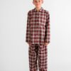 Pyjama enfant pilou ecossais carreaux rouge verbier