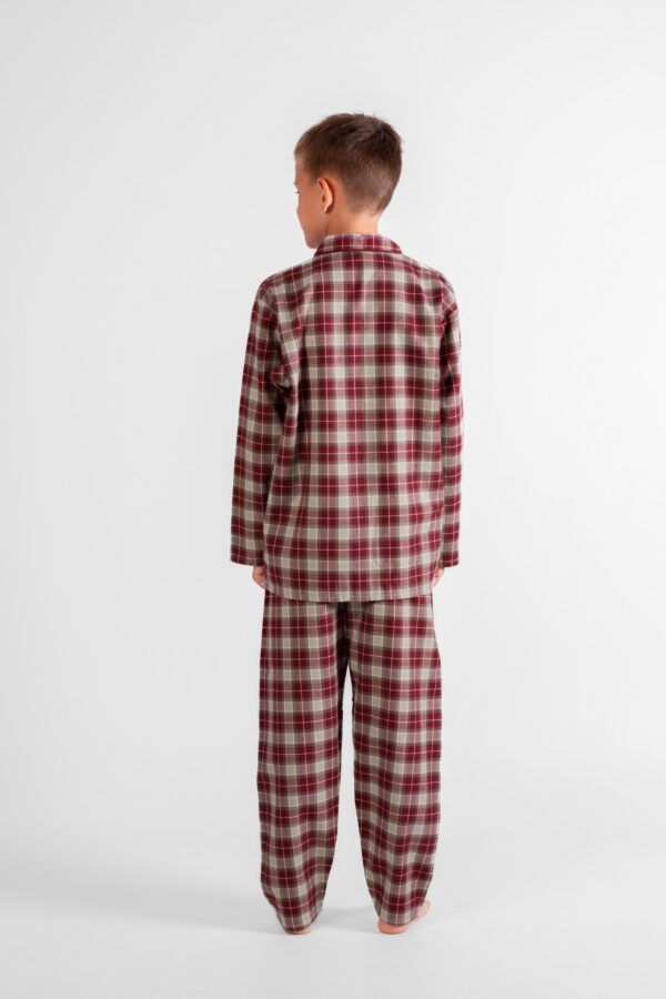 Pyjama enfant pilou ecossais carreaux rouge verbier