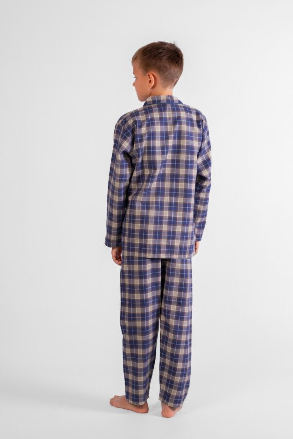 Pyjama enfant pilou ecossais carreaux bleu les arcs