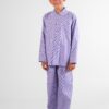 pyjama enfant boutonné chemise pantalon rayé bleu popeline de coton