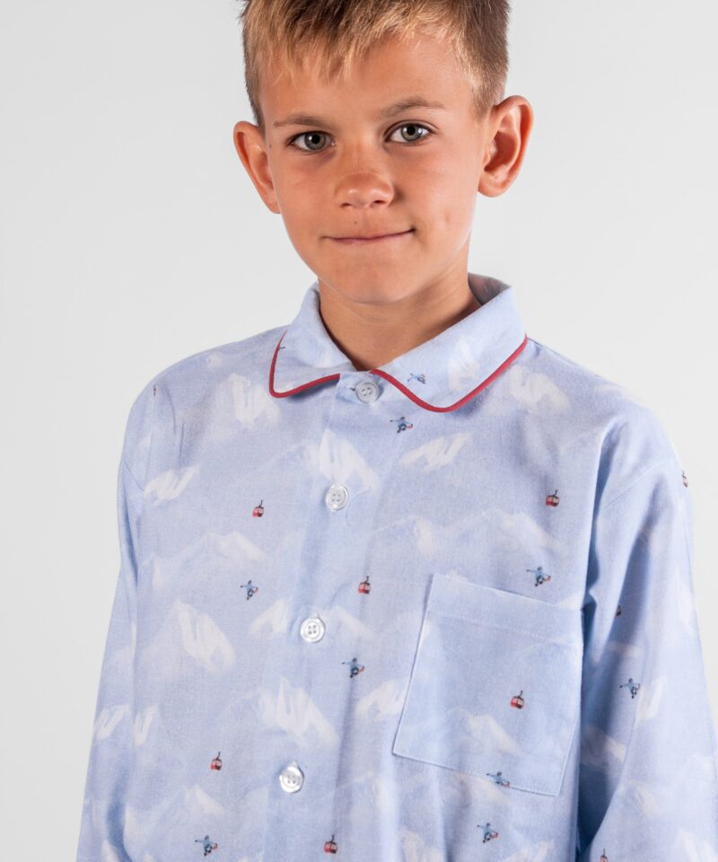 Pyjama enfant pilou flanelle Montagne Téléphérique
