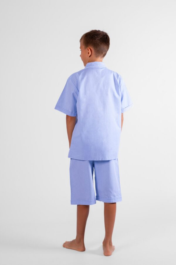 pyjama court garçon oxford coton bleu pyjama short enfant chemise bermuda