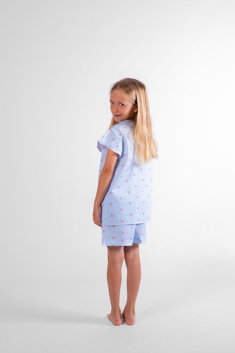 Pyjama court fille manches courtes et short en coton motif bernard l'hermite