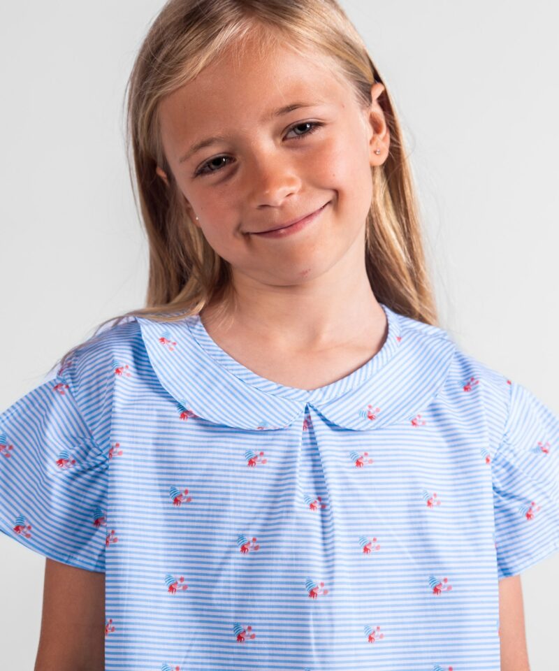 Pyjama court fille manches courtes et short en coton motif bernard l'hermite