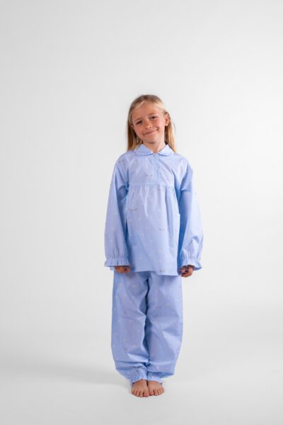 pyjama deux pieces en coton pour fille oiseaux mesanges