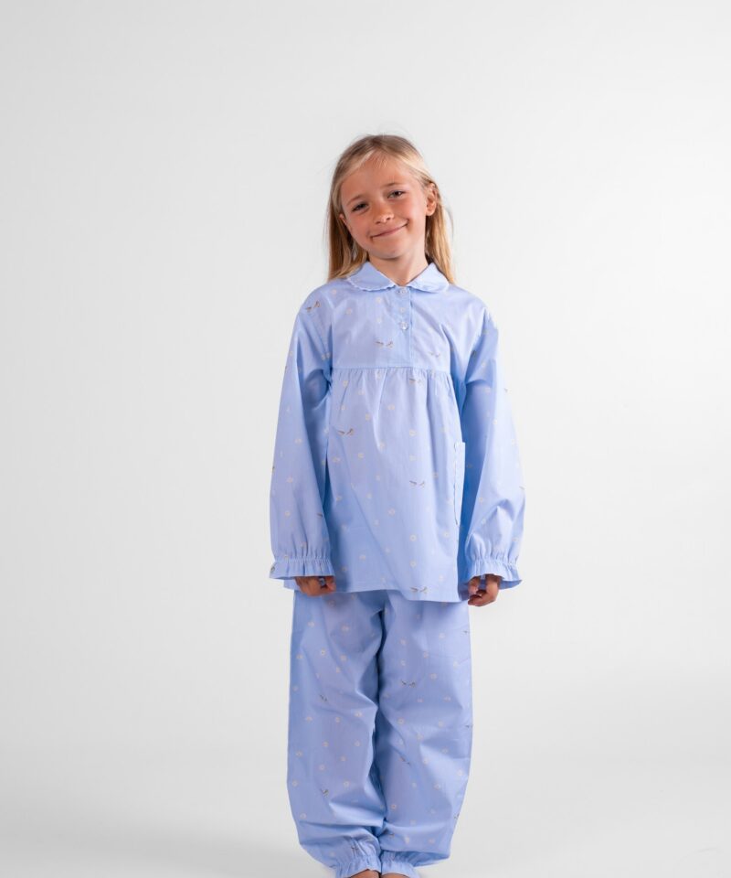pyjama deux pieces en coton pour fille oiseaux mesanges