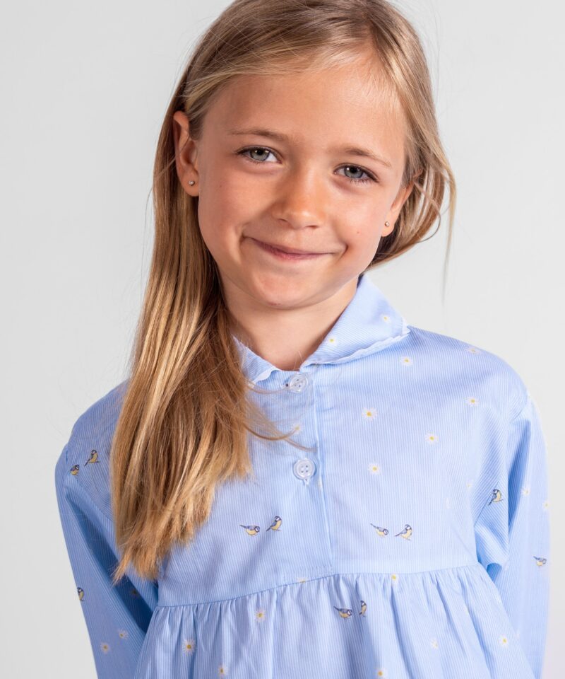 pyjama deux pieces en coton pour fille oiseaux mesanges