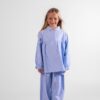 pyjama fille pilou vichy bleu petit carreaux bleu en flanelle de coton