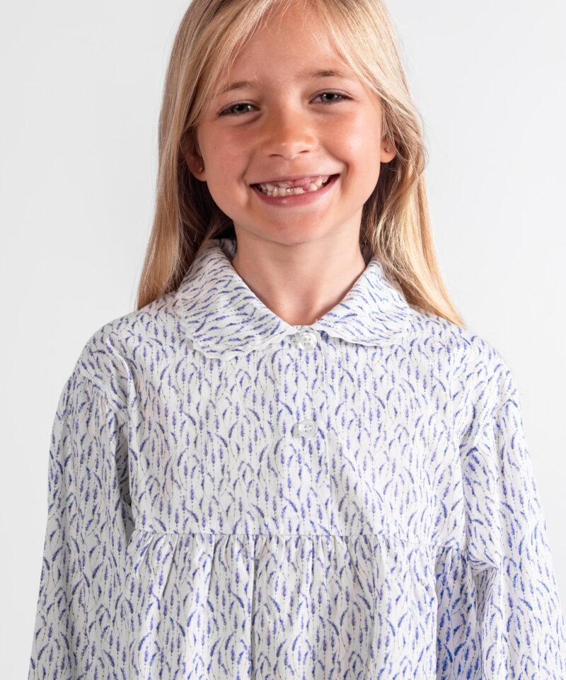 Pyjama deux pièces fille en coton motif fleur de lavande.