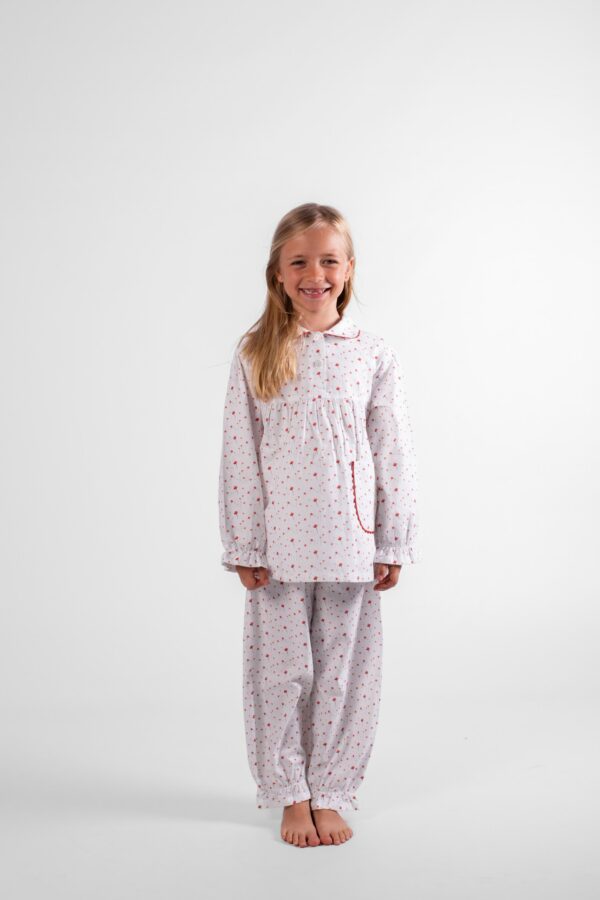 pyjama hiver long fille en pilou motif coquelicot