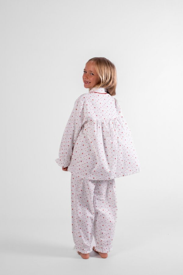 pyjama hiver long fille en pilou motif coquelicot