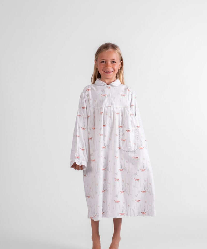 chemise de nuit longue fille flanelle pilou renard foret
