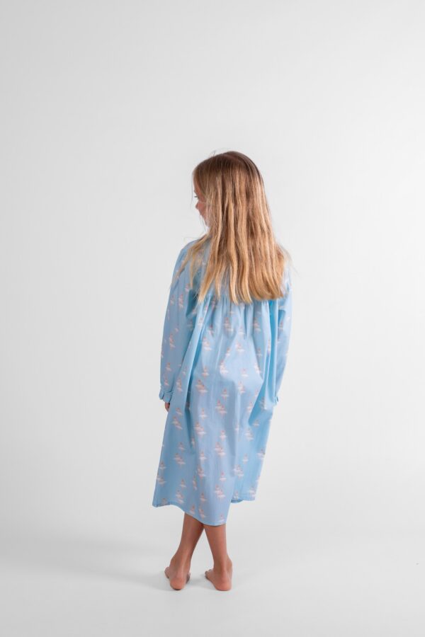 chemise de nuit longue fille coton danseuses bleu