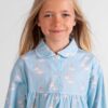 chemise de nuit longue fille coton danseuses bleu