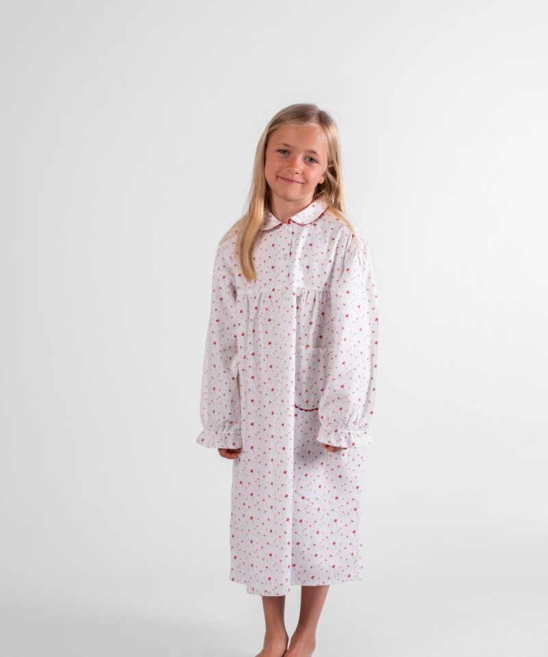 chemise de nuit longue fille coton coquelicot pilou flanelle