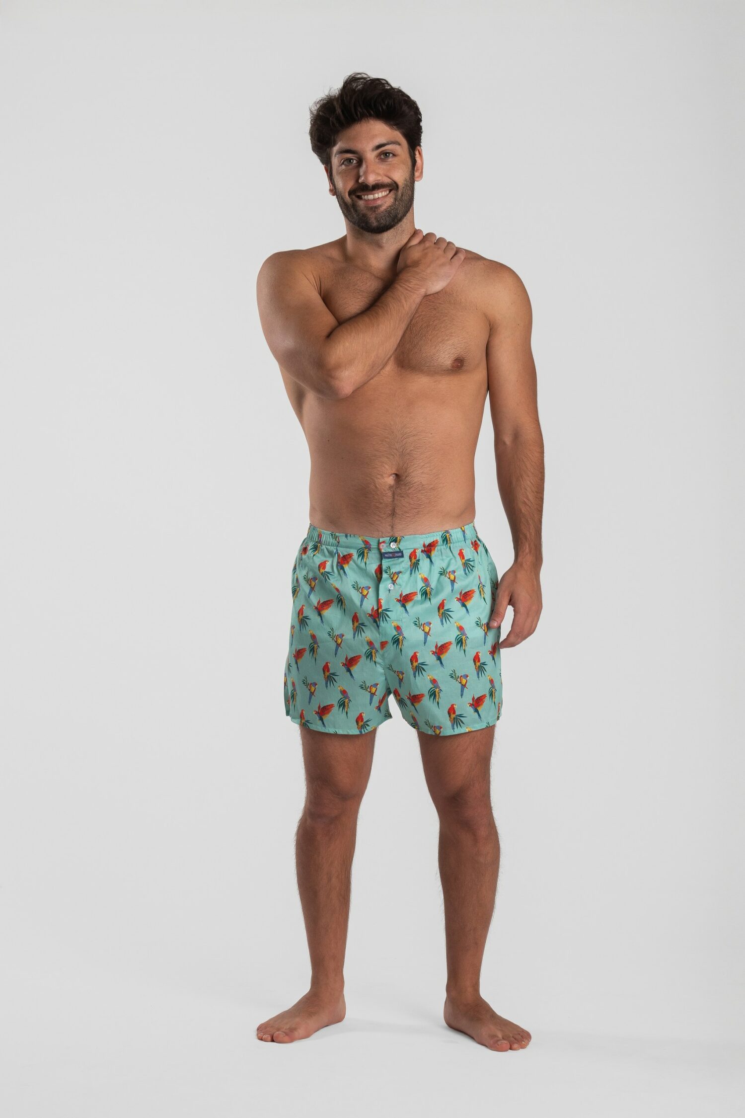 caleçon maitre renard perroquet satin de coton coupe française caleçon homme parachute