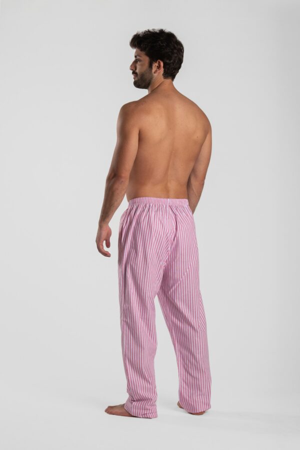 Pantalon de pyjama homme en popeline de coton rayure rouge santorin