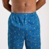 Pantalon de pyjama maitre renard saxophone bleu et jaune en satin de coton