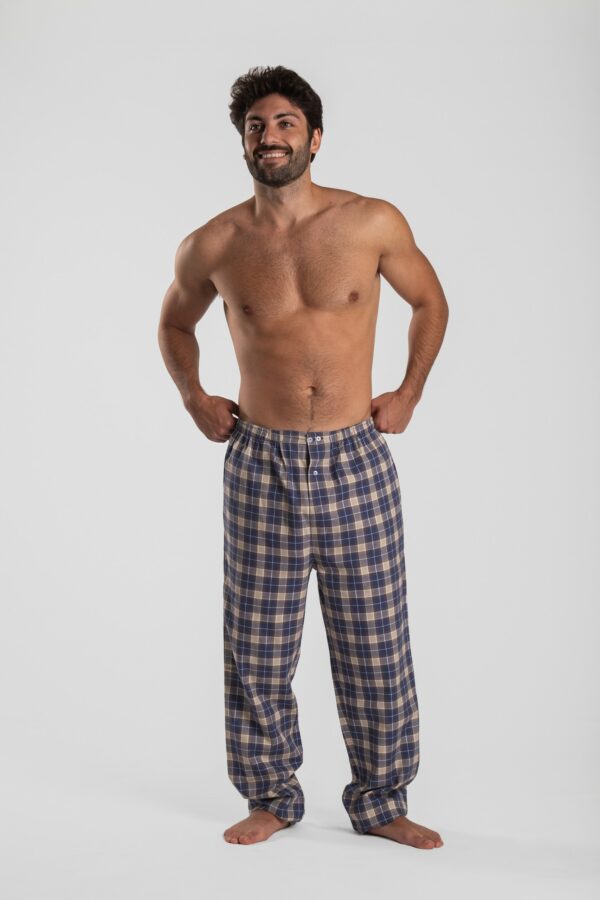 Pantalon de pyjama en pilou maitre renard carreaux bleu les arcs