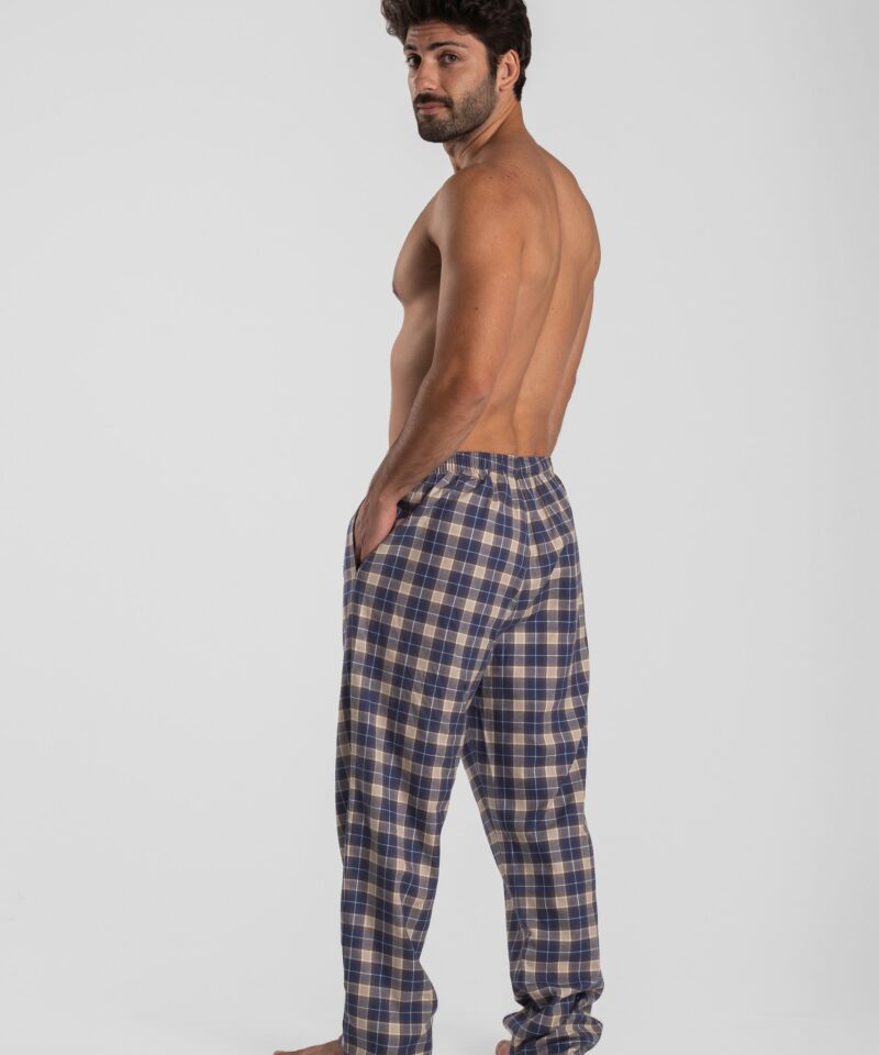 Pantalon de pyjama en pilou maitre renard carreaux bleu les arcs