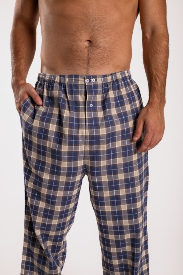 Pantalon de pyjama en pilou maitre renard carreaux bleu les arcs