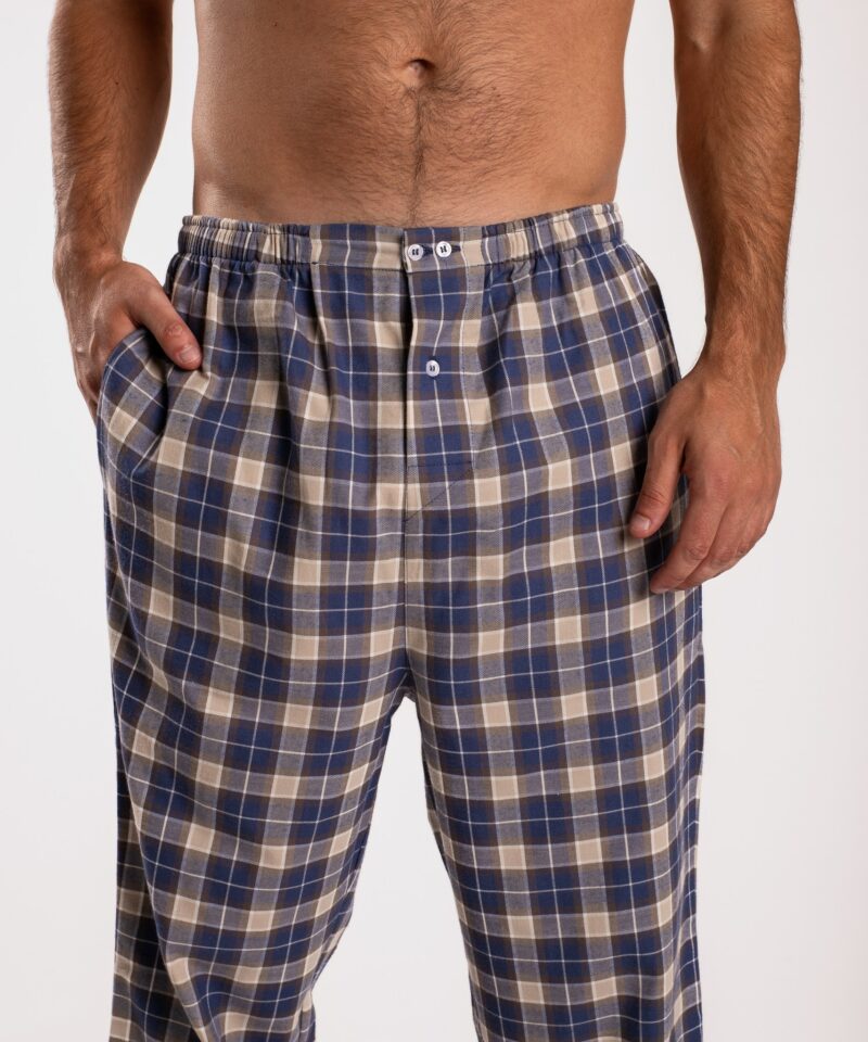 Pantalon de pyjama en pilou maitre renard carreaux bleu les arcs